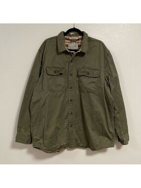 L.L. Bean Shacket Men's Size XL Green Shirt Jacket Plaid lining Traditional Fit